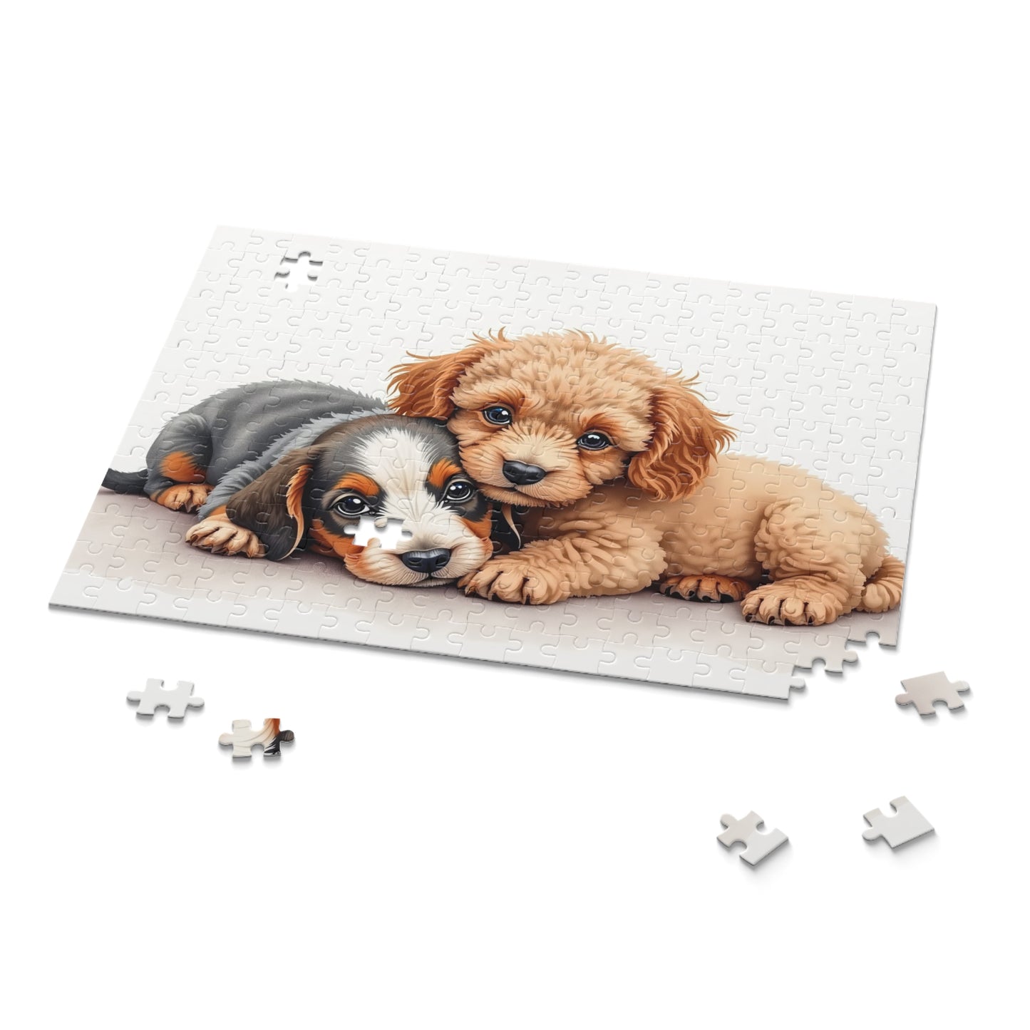Jigsaw Puzzle – Miniature Dachshund & Toy Poodle Puppy (120, 252, 500-Piece)