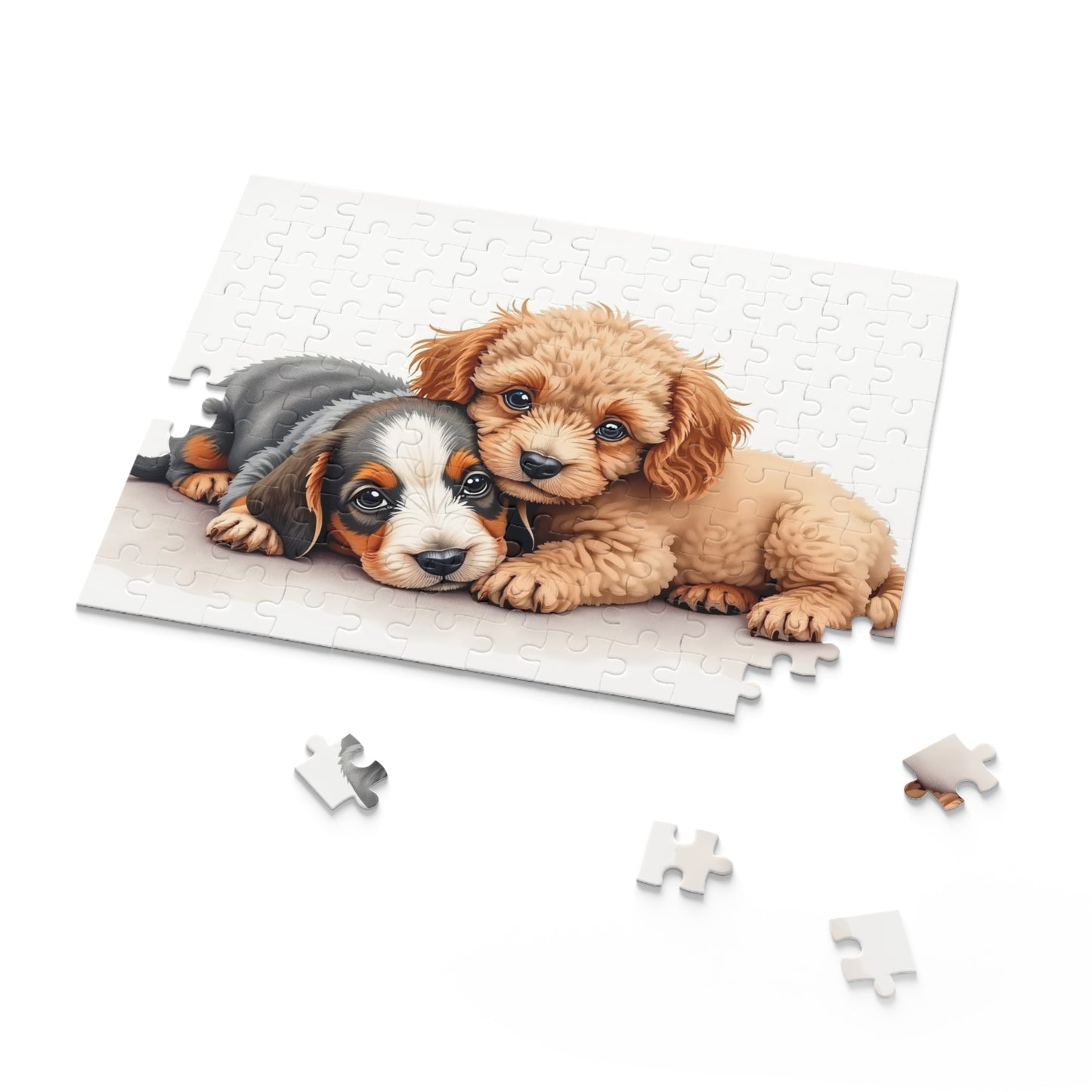 Jigsaw Puzzle – Miniature Dachshund & Toy Poodle Puppy (120, 252, 500-Piece)