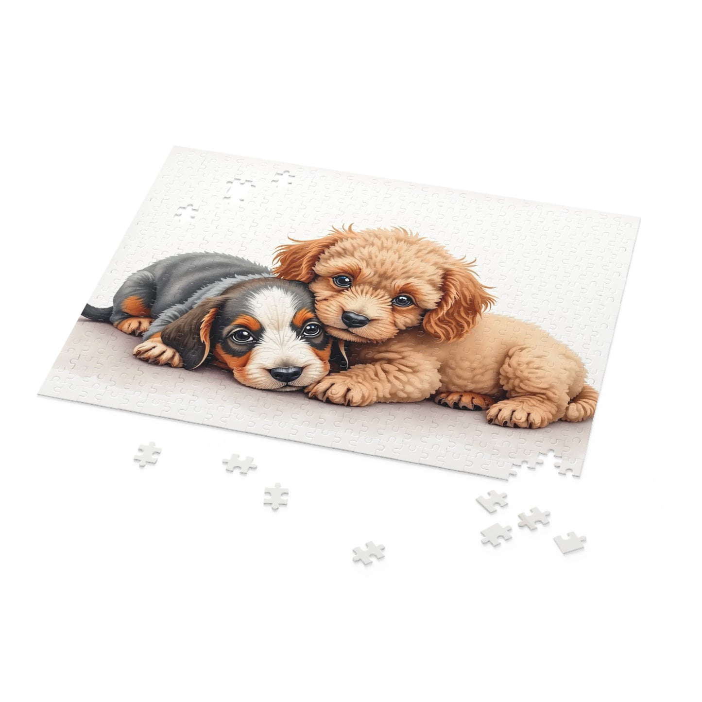 Jigsaw Puzzle – Miniature Dachshund & Toy Poodle Puppy (120, 252, 500-Piece)