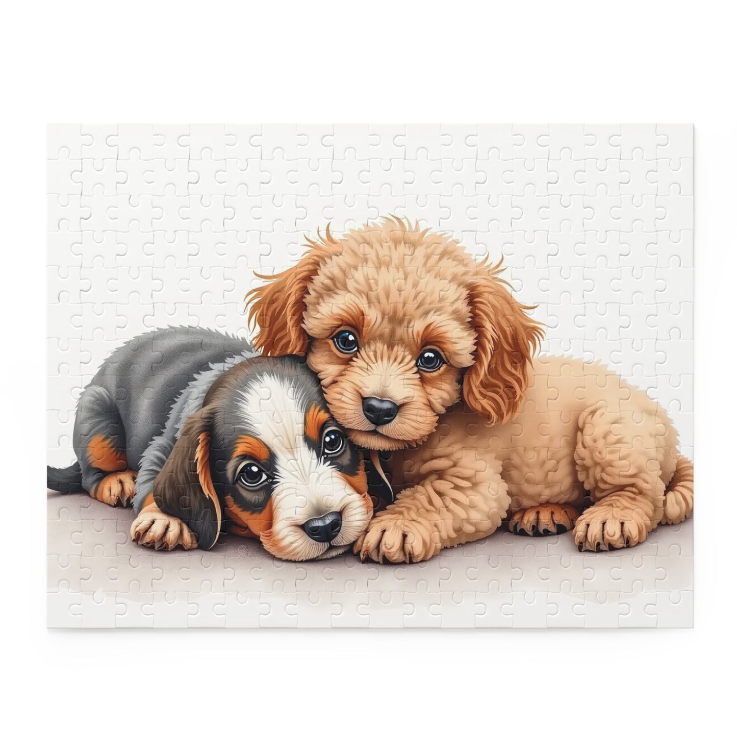 Jigsaw Puzzle – Miniature Dachshund & Toy Poodle Puppy (120, 252, 500-Piece)